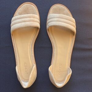 J. Crew Tan Suede Open-Toe D'Orsay Flat Sandals
